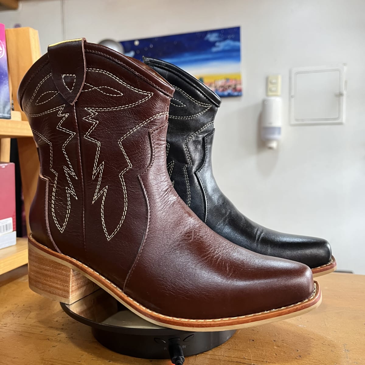 Botin cuero texano negro4