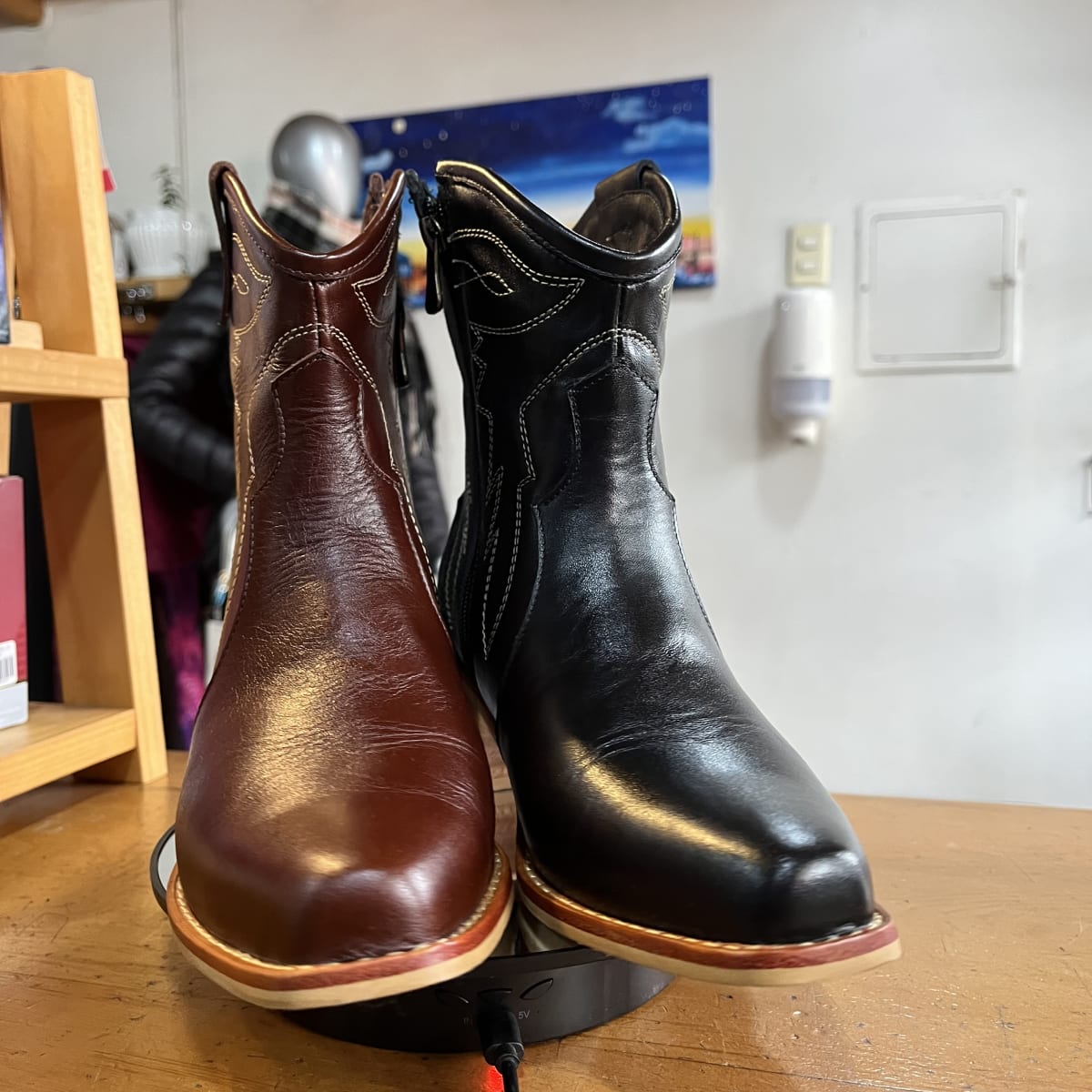 Botin cuero texano negro5