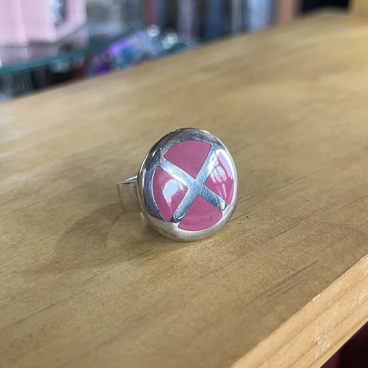 Anillo plata 925 lapidado rosado #163