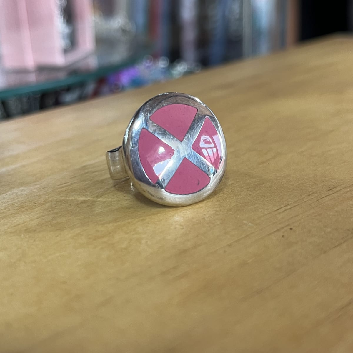 Anillo plata 925 lapidado rosado #161