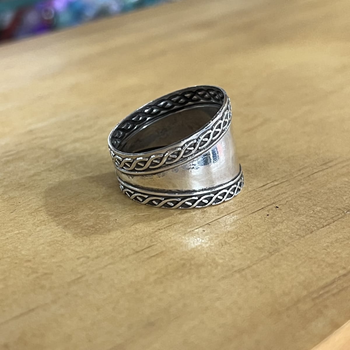 Anillo plata 925 thai liso tallado #162