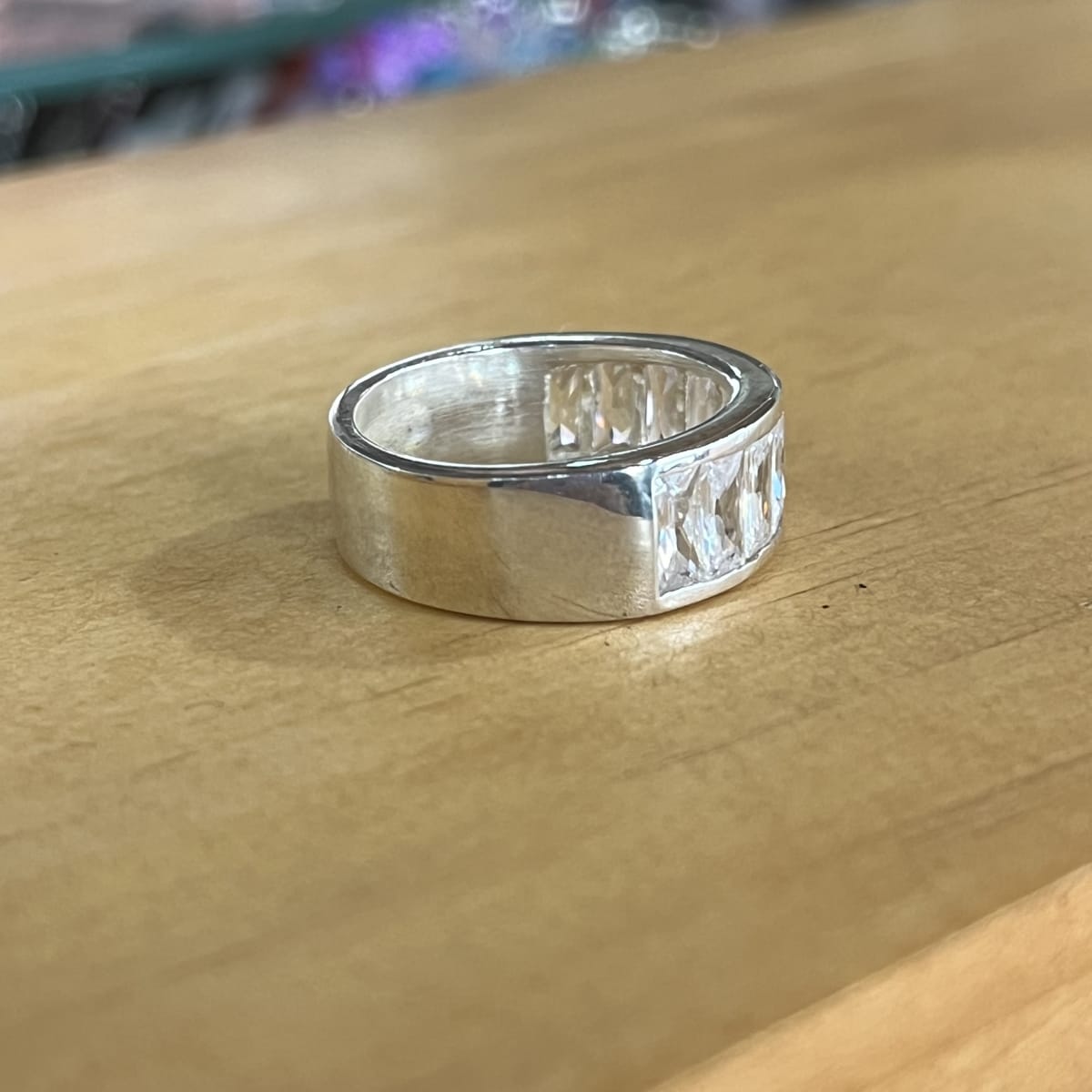 Anillo plata 925 cintillo circon cristal  #162