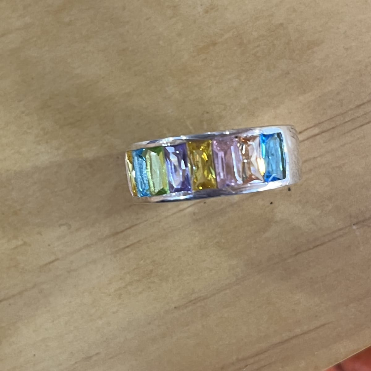 Anillo plata 925 cintillo cristales colores #162