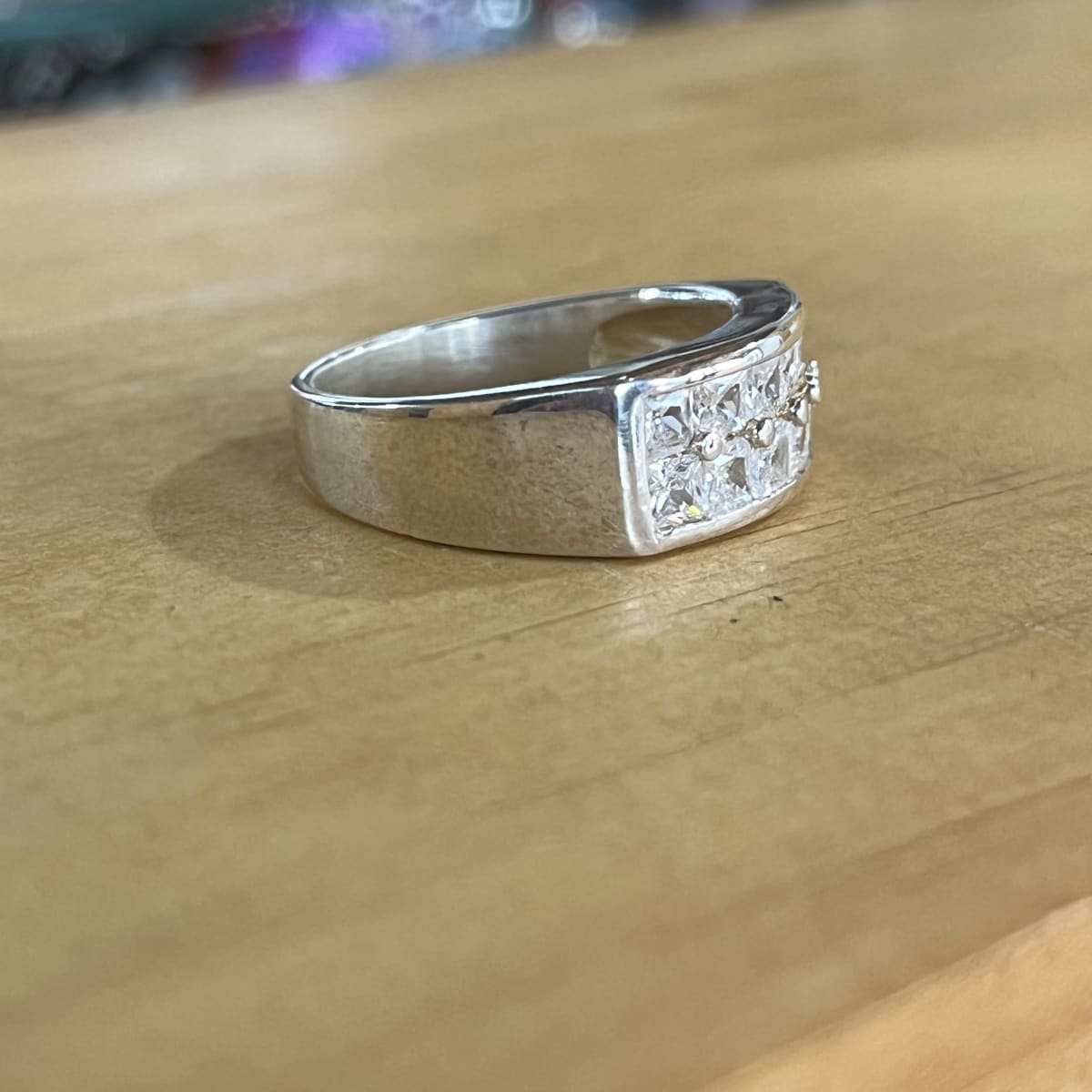 Anillo plata 925 doble cristal blanco #203