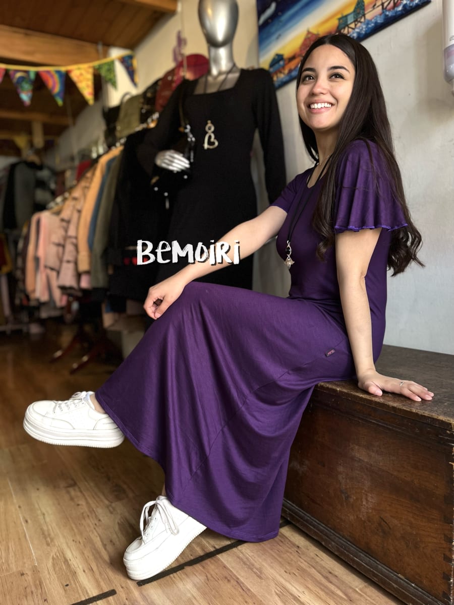 Maxidress modal morado manga vuelito1