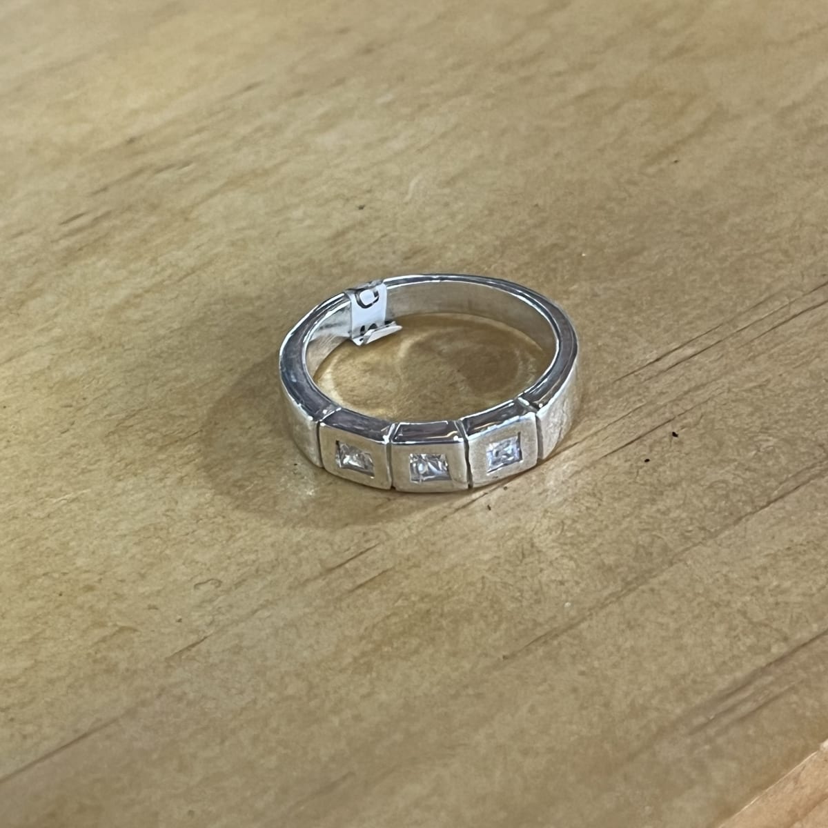 Anillo plata 925 circon trio cuadrados #102