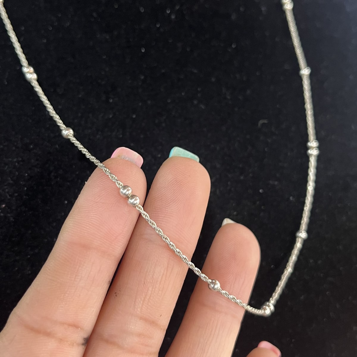 Cadena plata 925 turbillon 2 veneciana bolitas 53 cms2