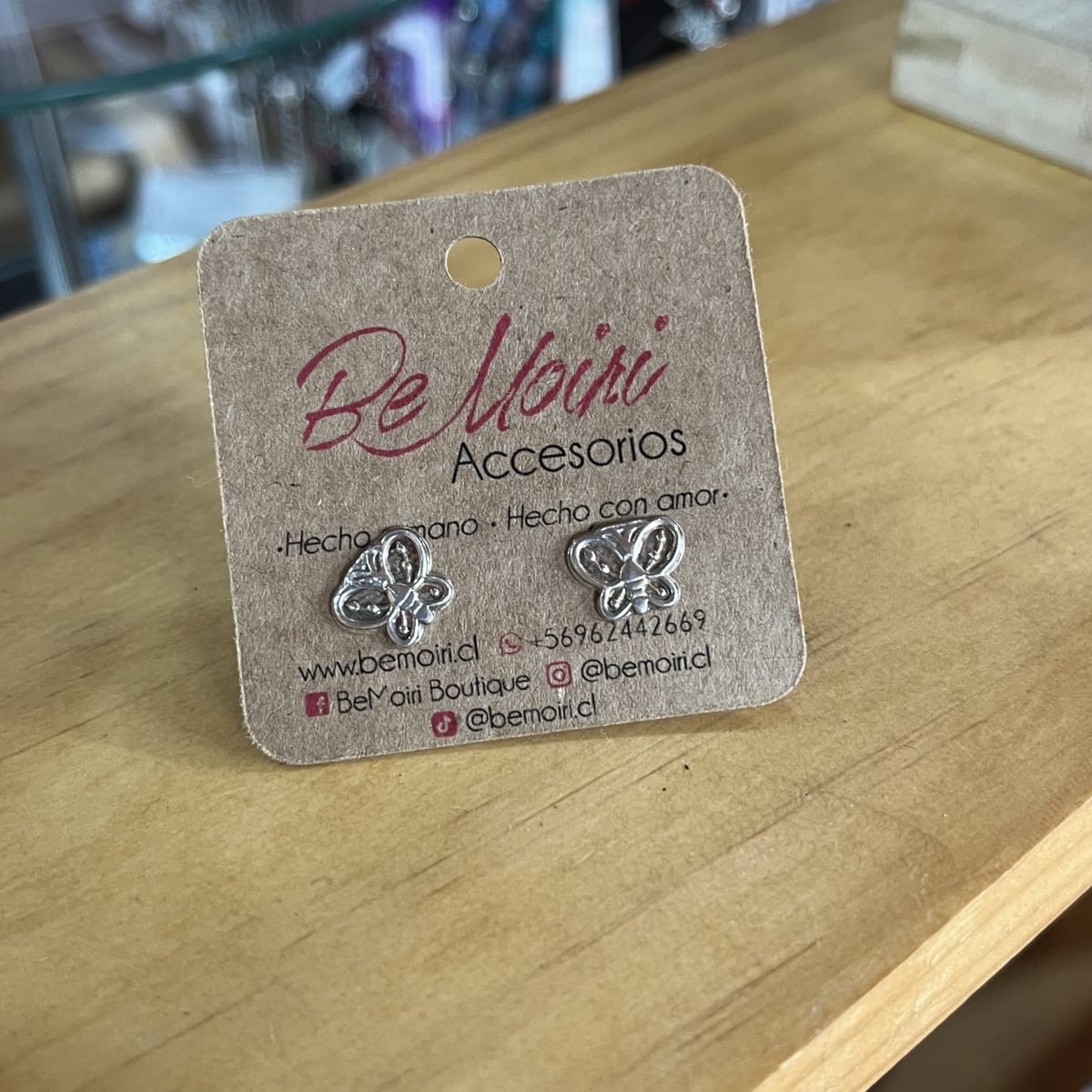 Aros plata 925 pegados mariposa1