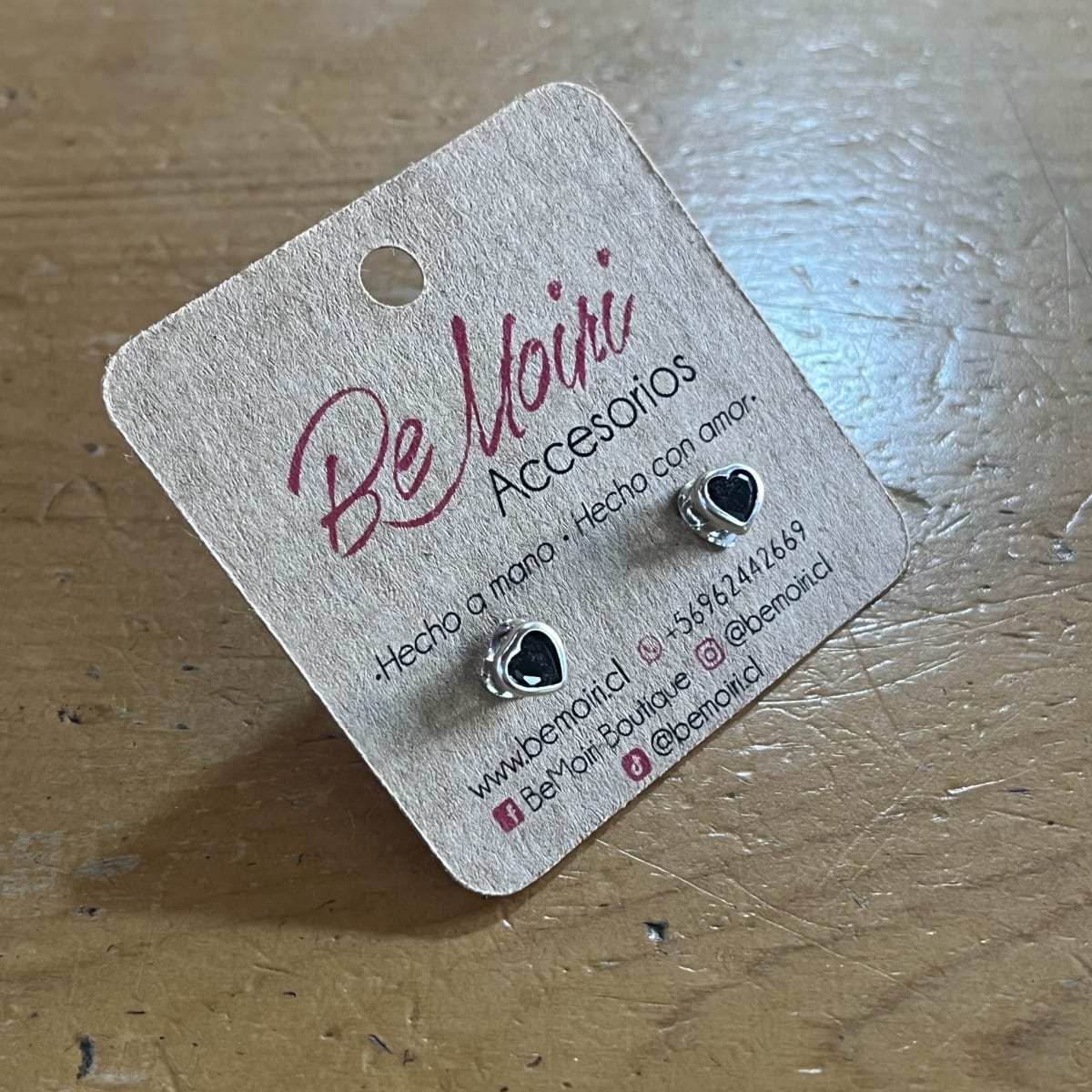 Aros Plata 925 pegados corazon circon negro1