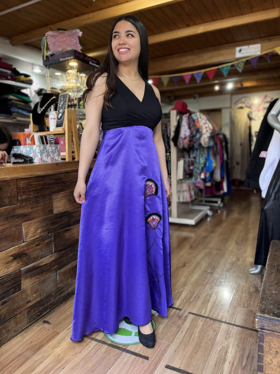 Vestido Kisu fiesta Indira morado negro1