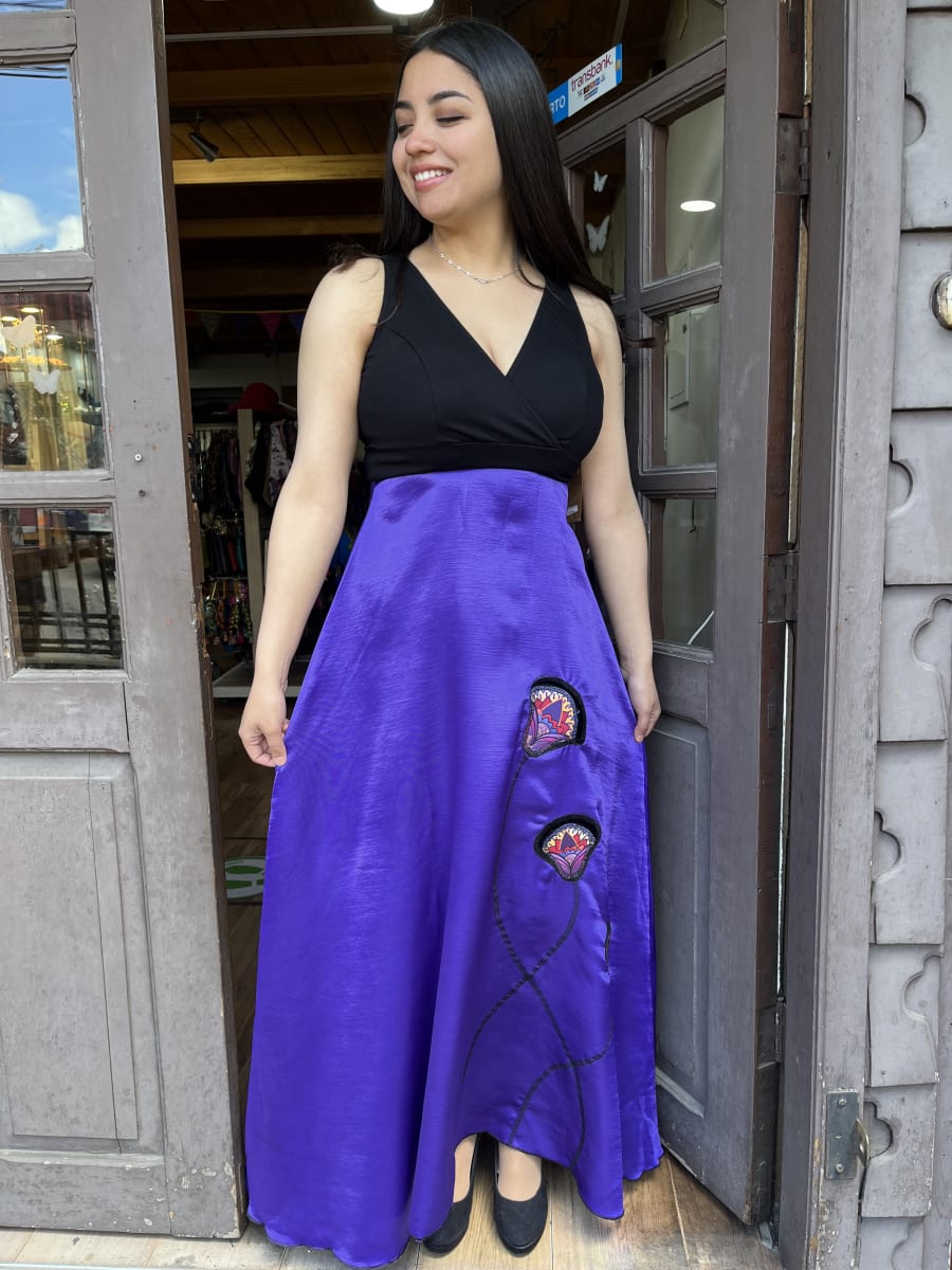 Vestido Kisu fiesta Indira morado negro2