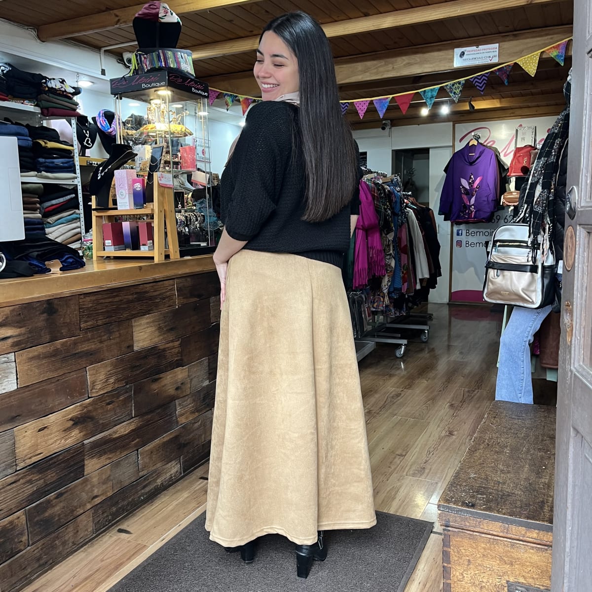 Maxi falda gamuza beige3