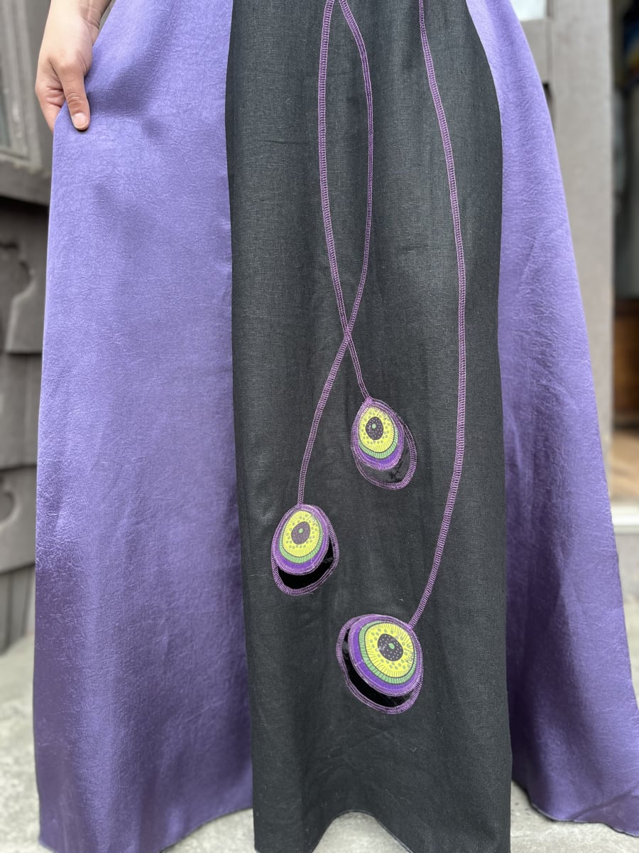 Vestido Kisu fiesta largo central morado negro3