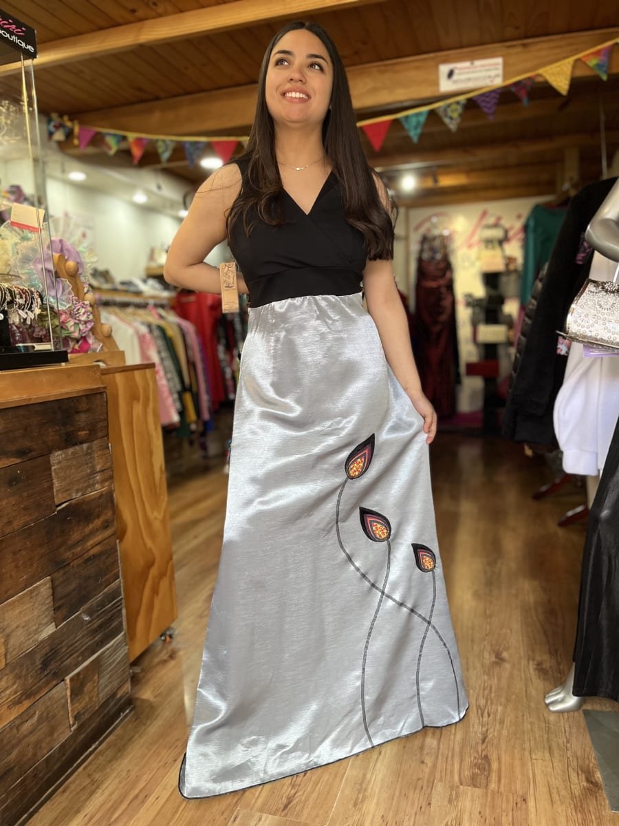 Vestido Kisu fiesta Indira plata negro2