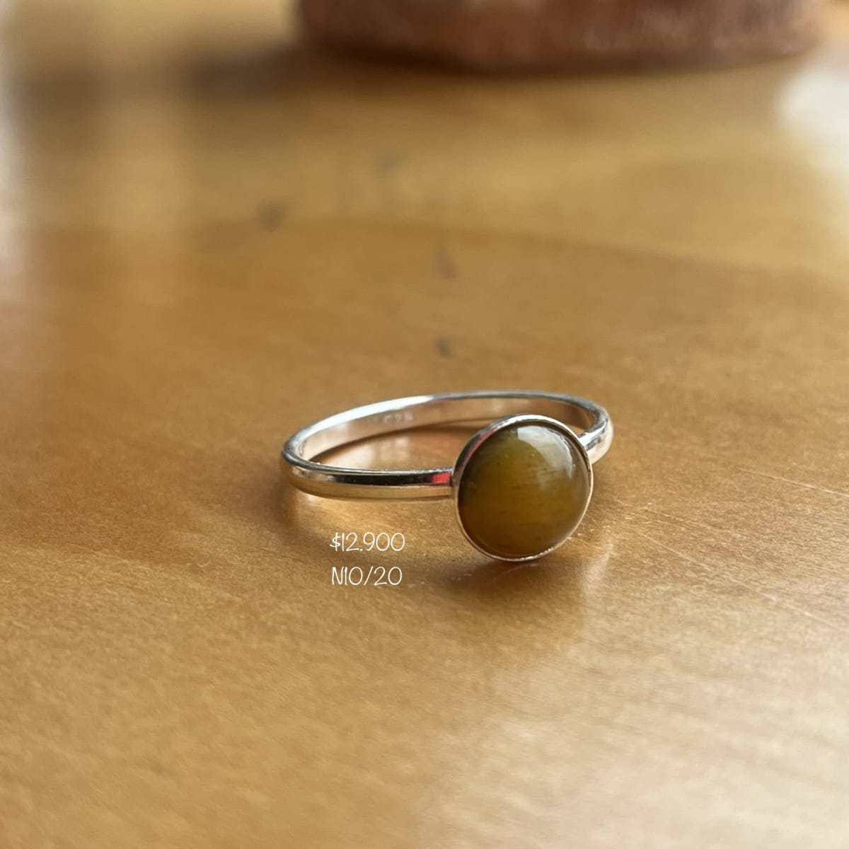 Anillo plata 925 ambar circulo #201
