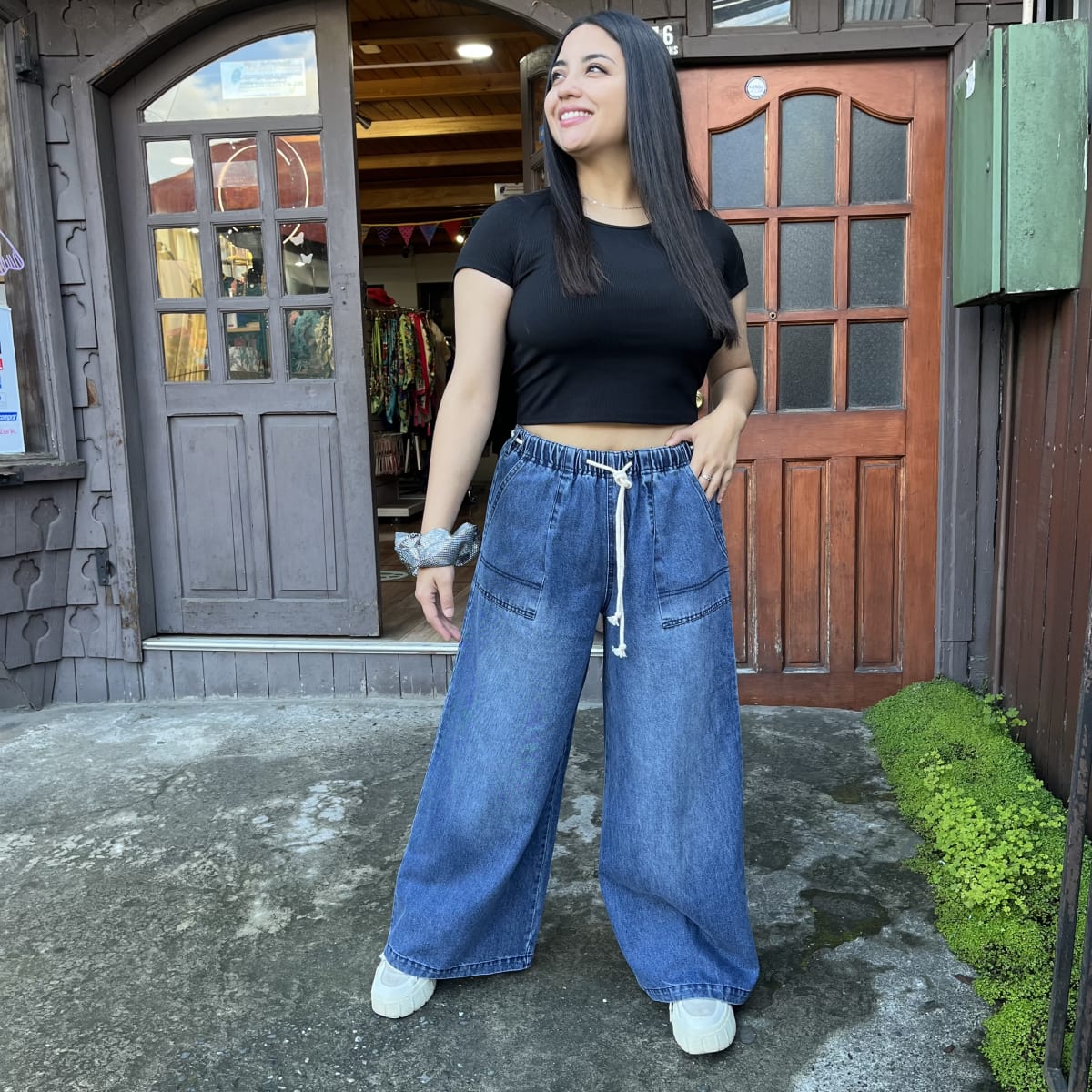 Pantalon Palazzo mezclilla azul1