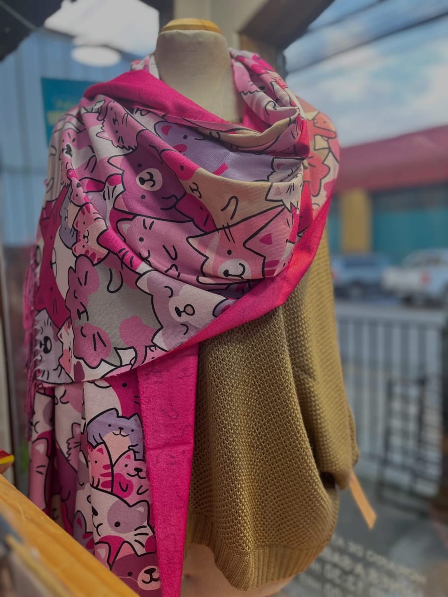 Bufanda Cashmere gatitos fucsia5