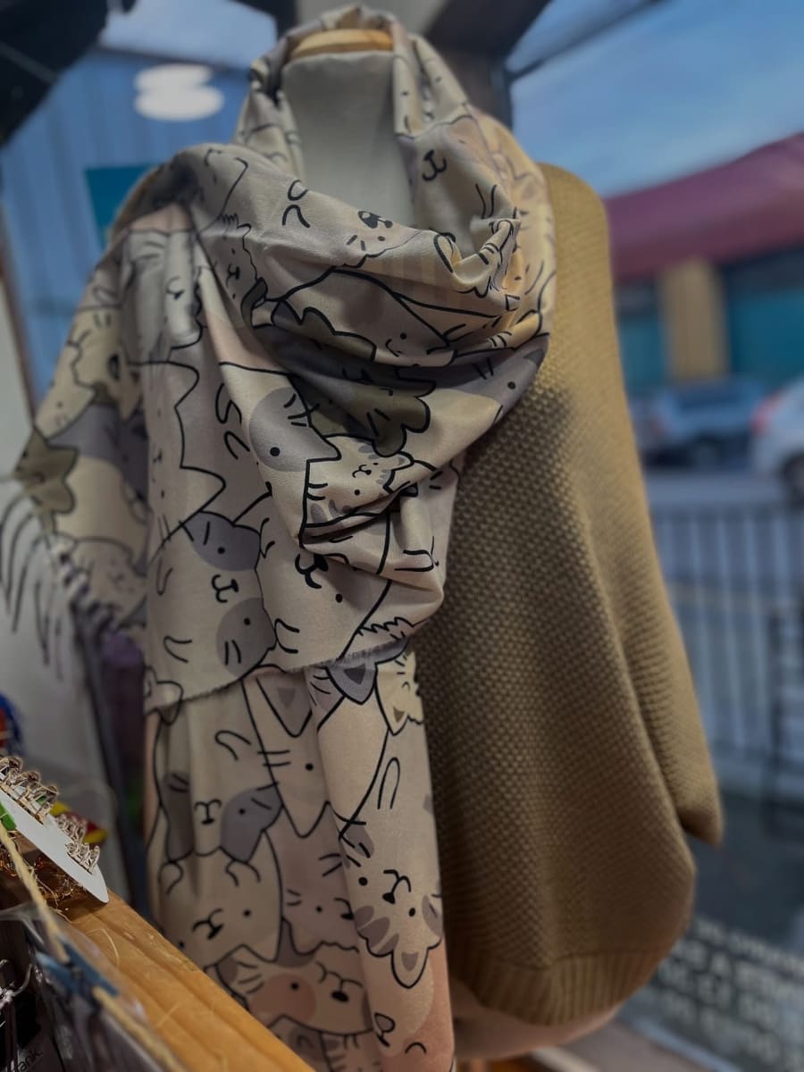 Bufanda Cashmere gatitos beige3