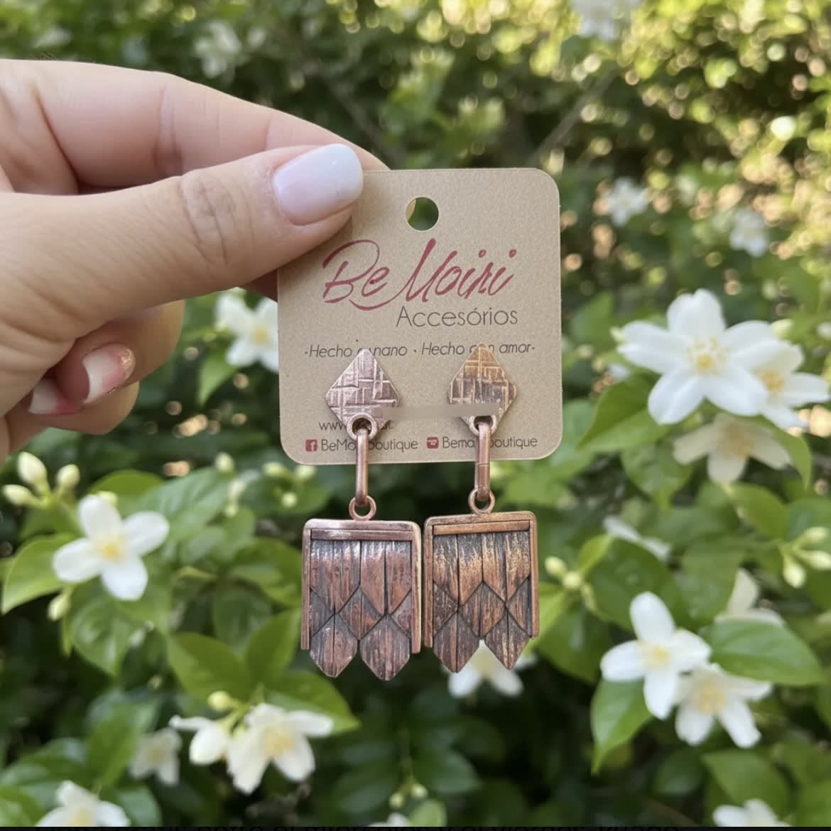 Aros N&F cobre plata bronce colgante tejuelas3