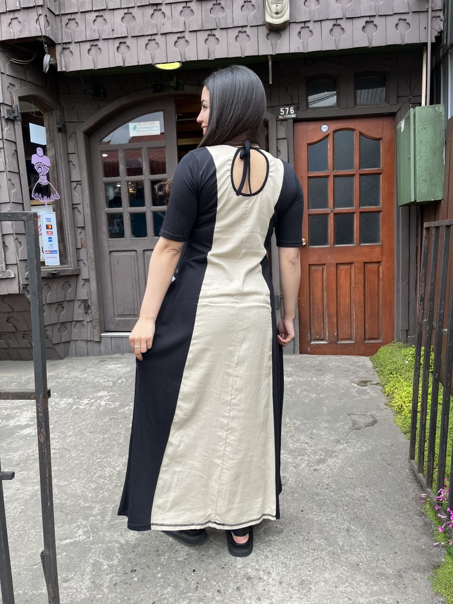 Vestido Maya negro crudo con manga3