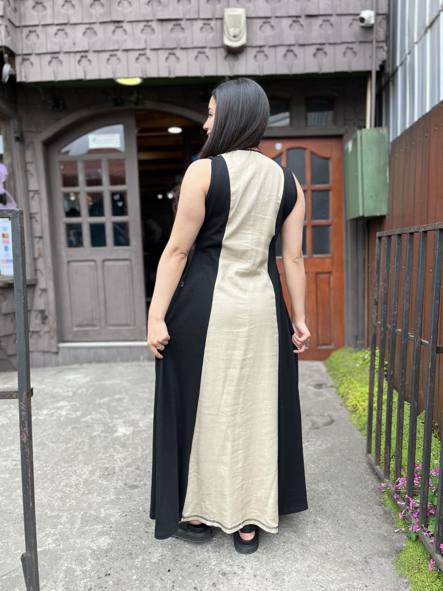 Vestido Icalma negro beige  sin manga3