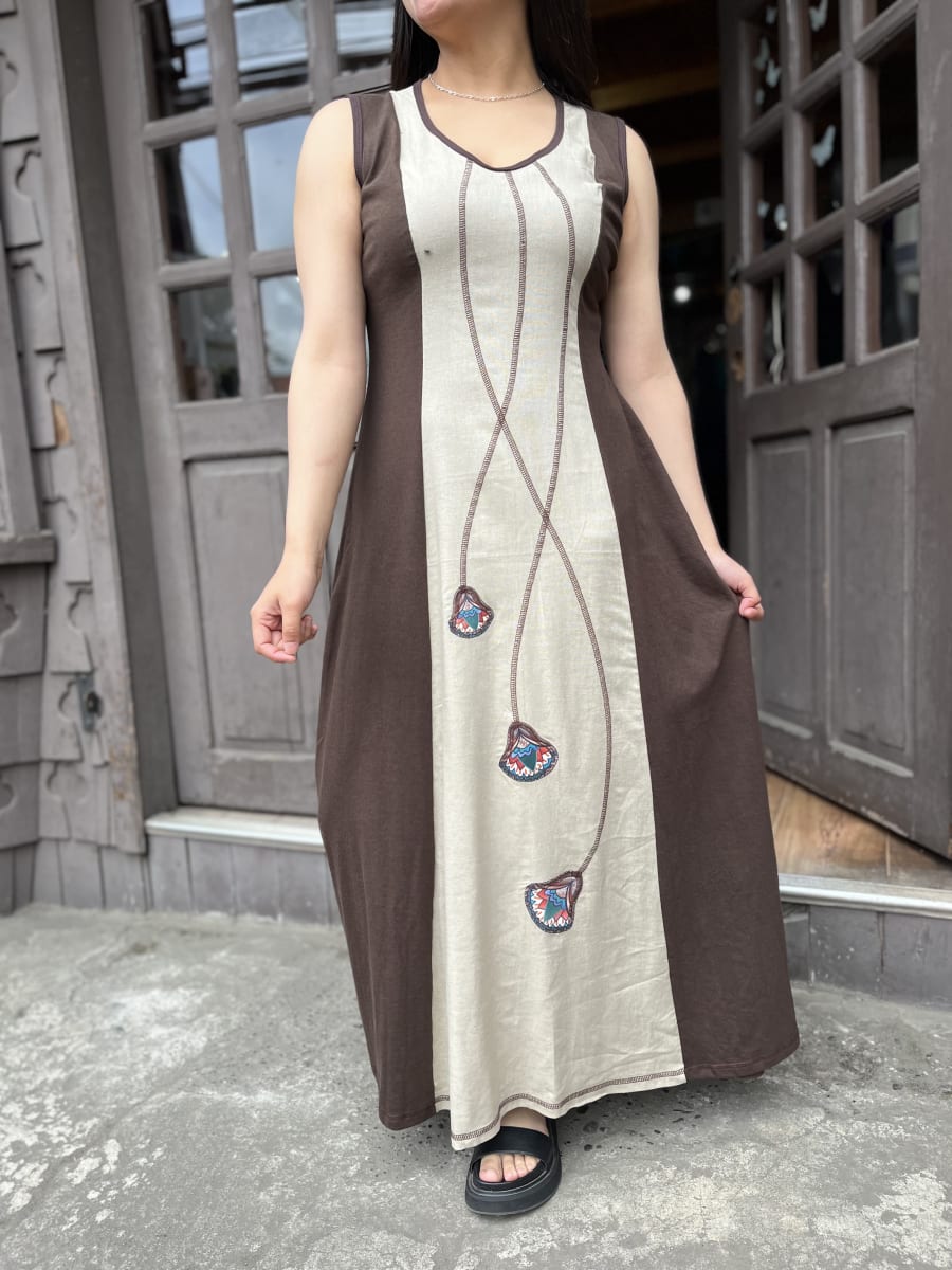 Vestido Icalma cafe  sin manga2