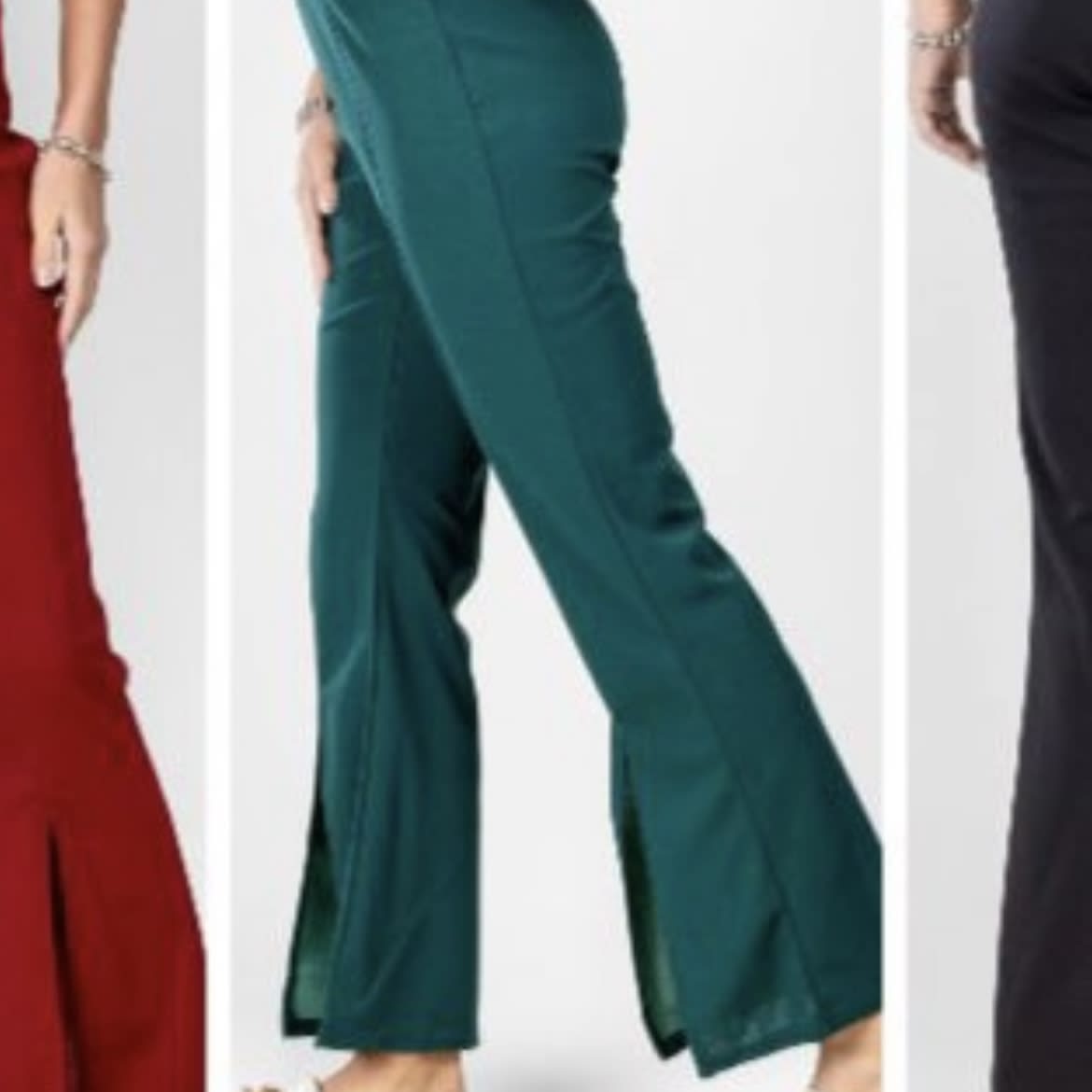 Pantalón Flare verde abertura frontal1