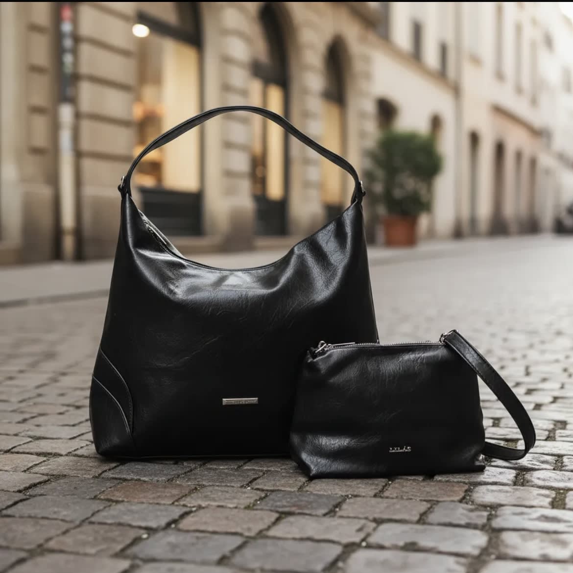 Cartera Lilás maxi negro + mini cartera7