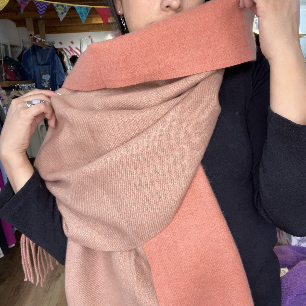 Bufanda cashmere reversible naranja oscuro2