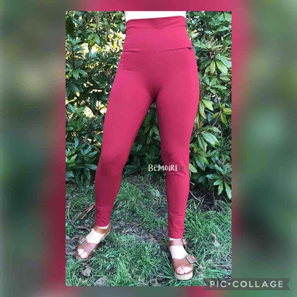 Calza algodón guinda pretina alta1