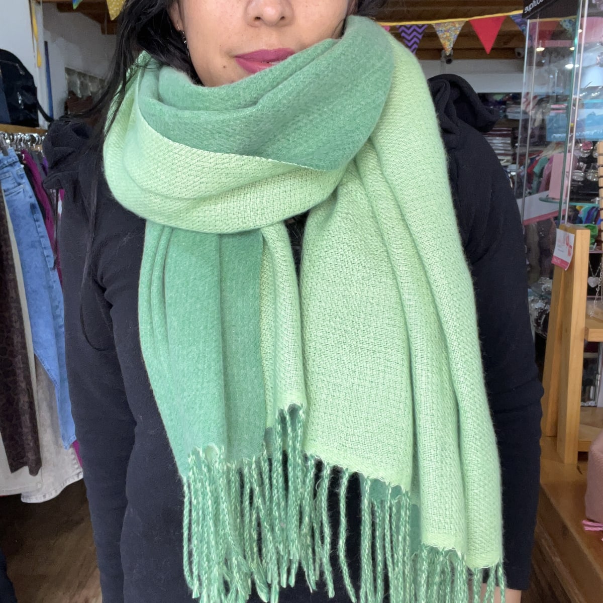 Bufanda cashmere reversible verde cata1