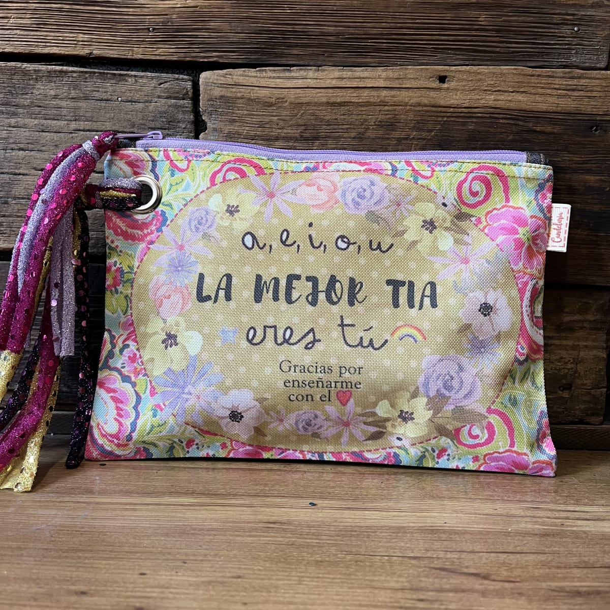 Estuche XL aeiou la mejor tia eres tú lila1