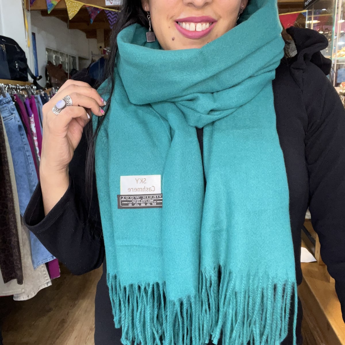 Bufanda cashmere verde esmeralda2