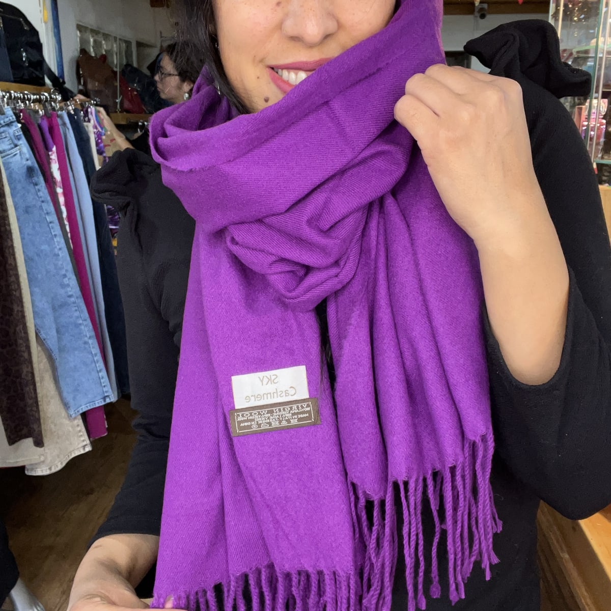 Bufanda cashmere morado1