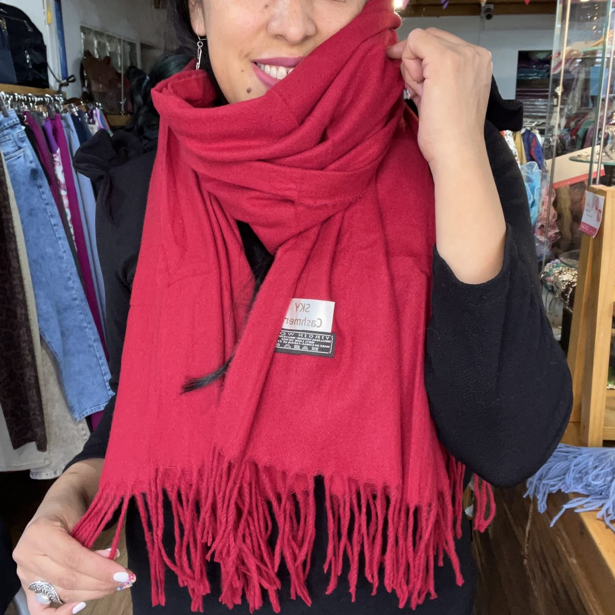 Bufanda cashmere rojo italiano1