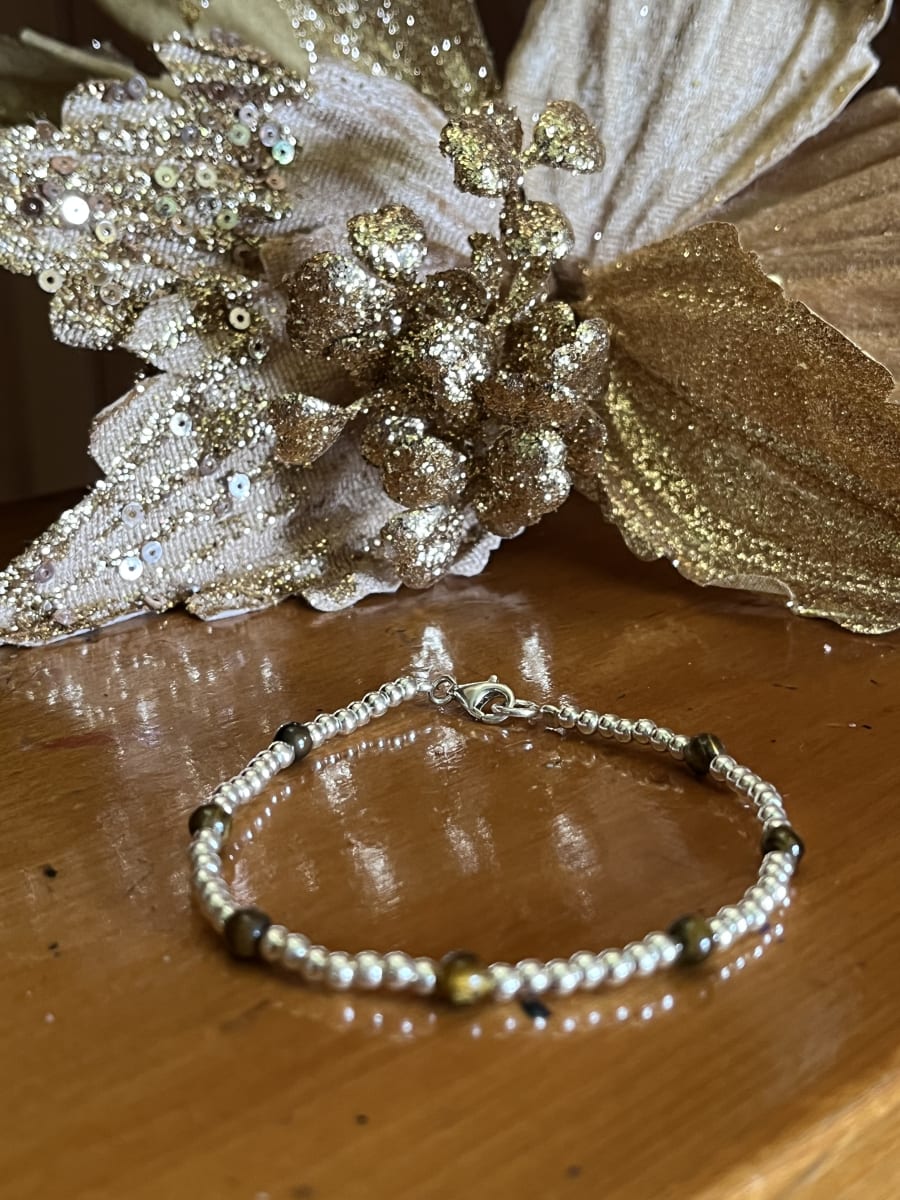 Pulsera plata 925 balines ojo de tigre1