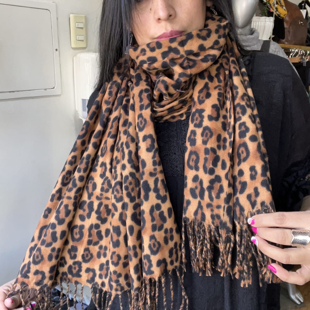 Bufanda Cashmere animal print leopardo camel1