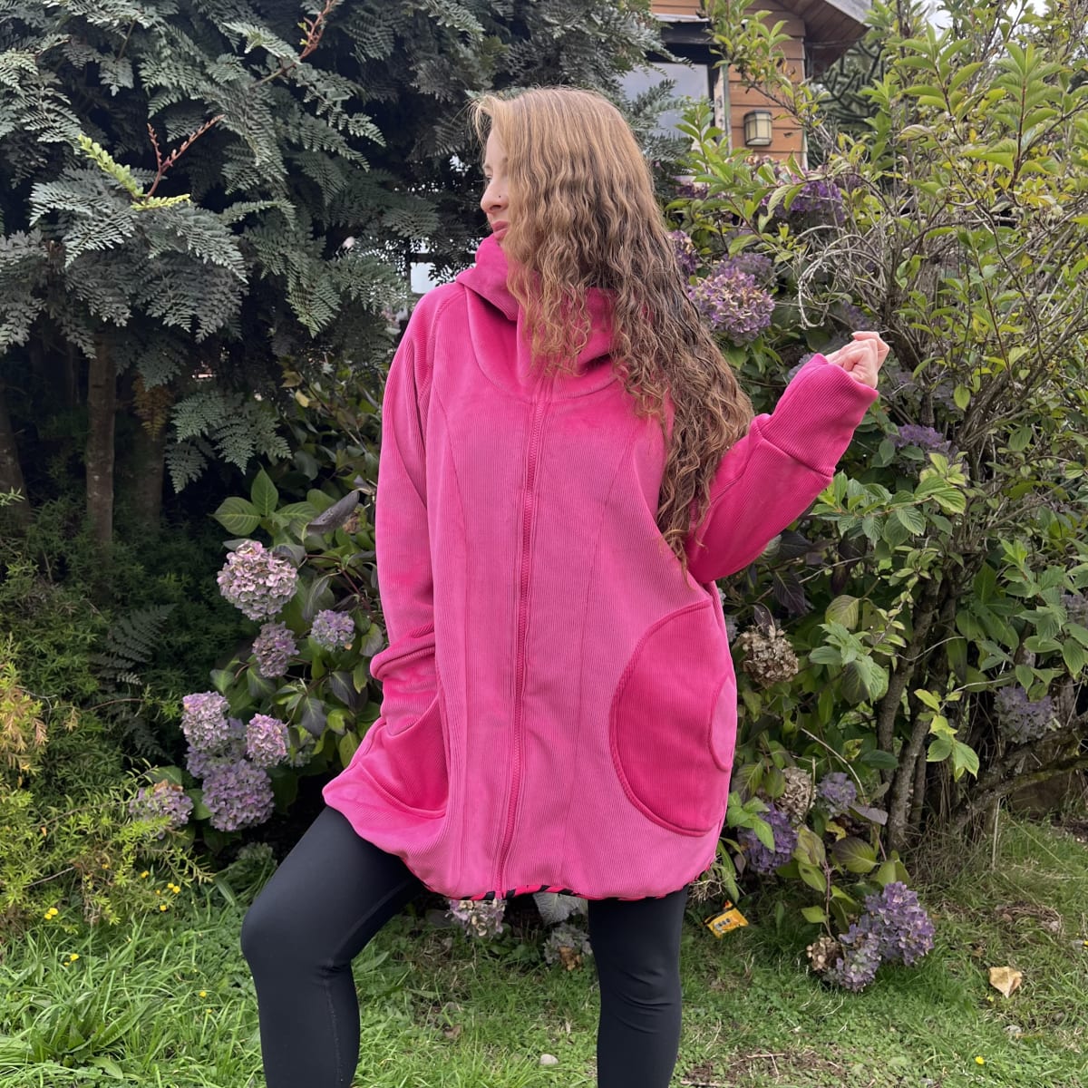 Chaqueta Ultravioleta Mila fucsia cotele forrado corazon tie dye2