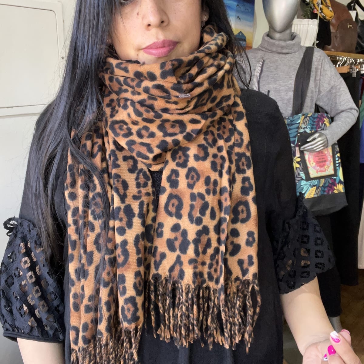 Bufanda Cashmere animal print leopardo camel2