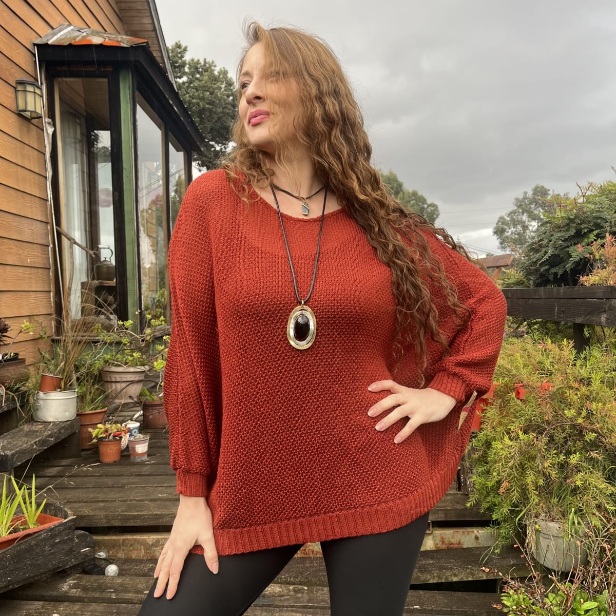 Tejido hilo mur panal terracota1