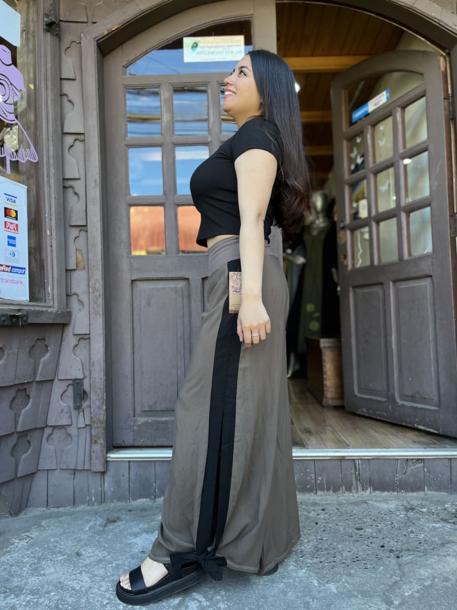 Bombacho kisu Tajali viscosa lino cafe negro3