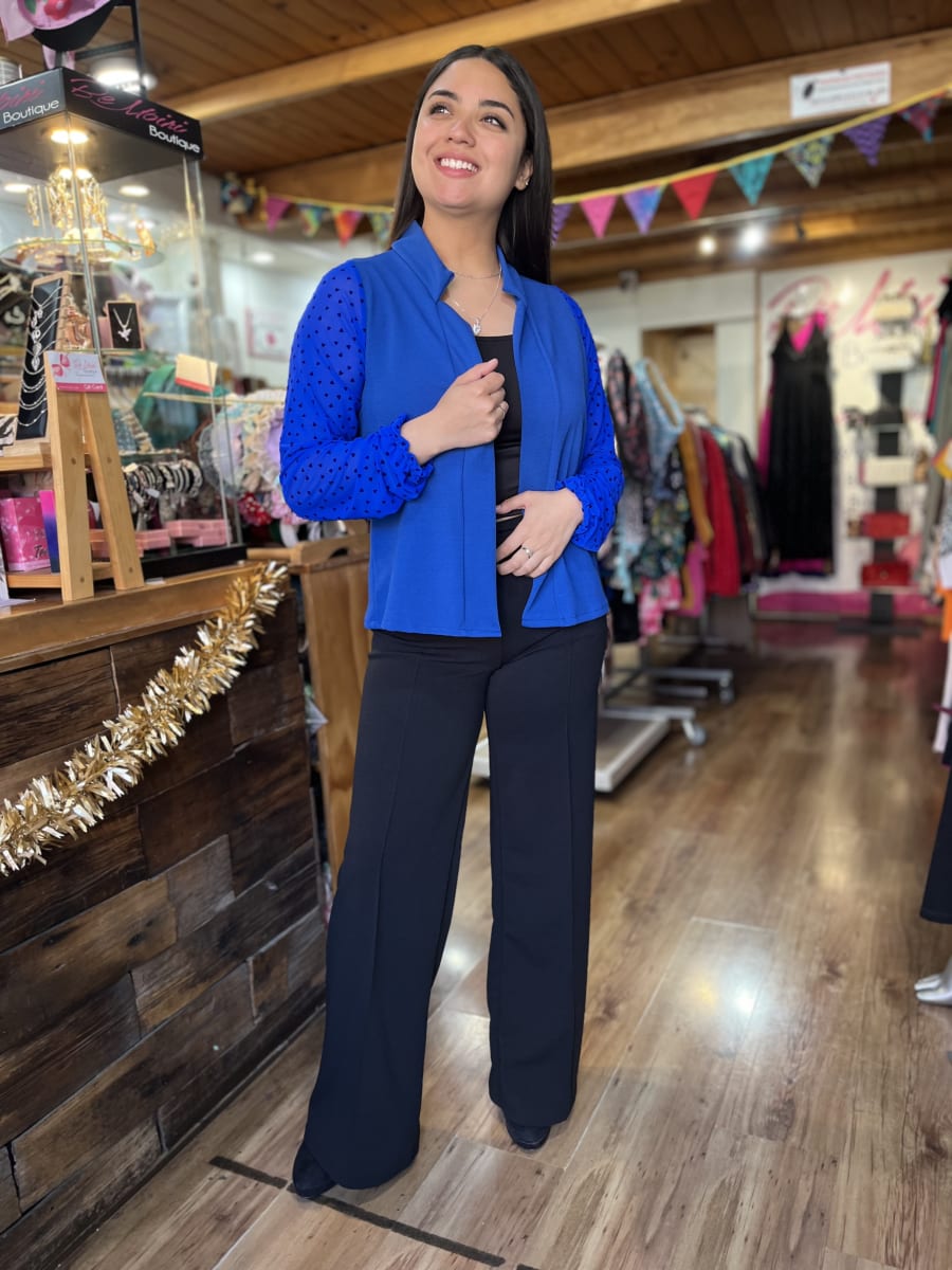 Blazer Andrea azul rey mangas transparencia corazon1