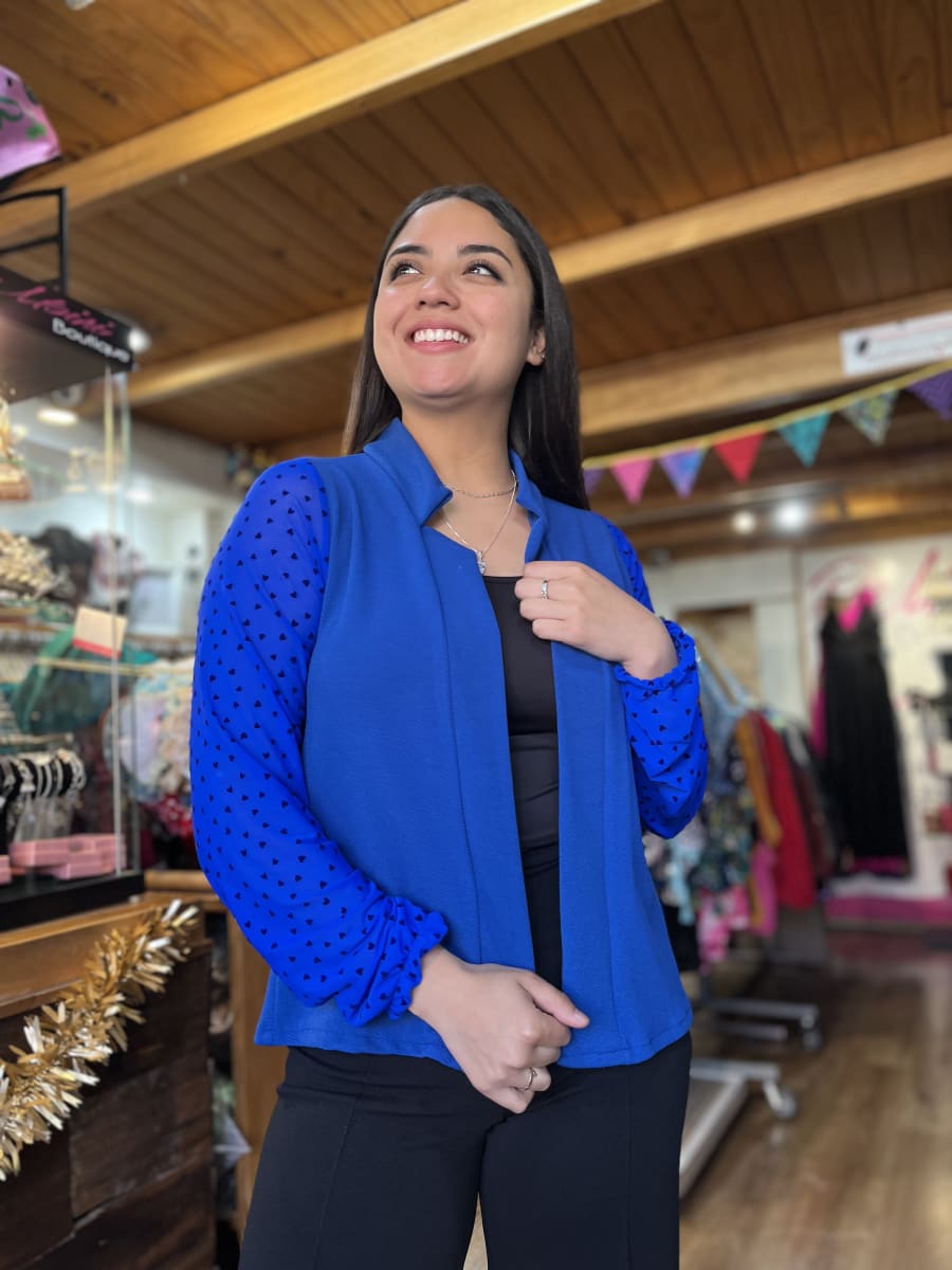Blazer Andrea azul rey mangas transparencia corazon2