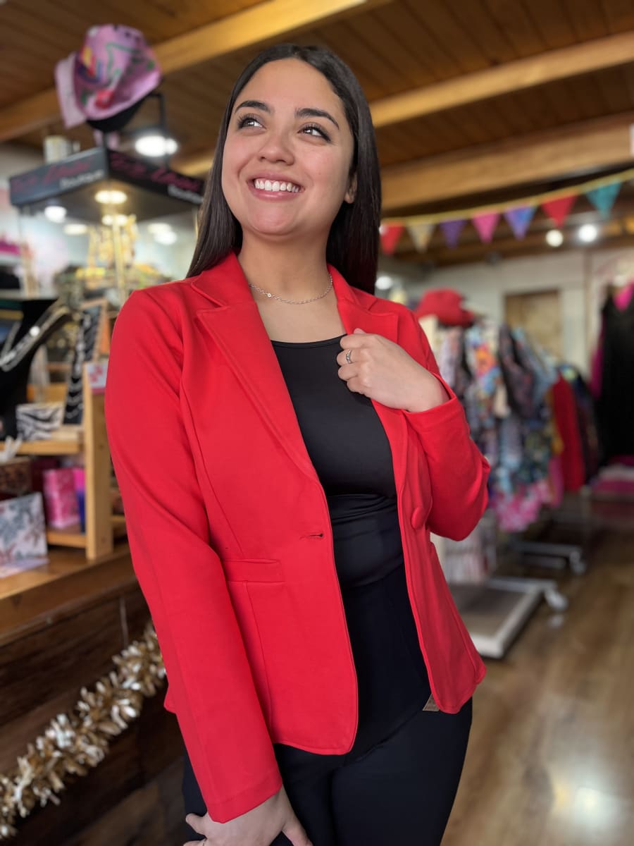 Blazer con boton algodon rojo1