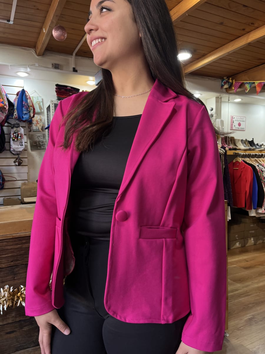 Blazer con boton algodon fucsia3