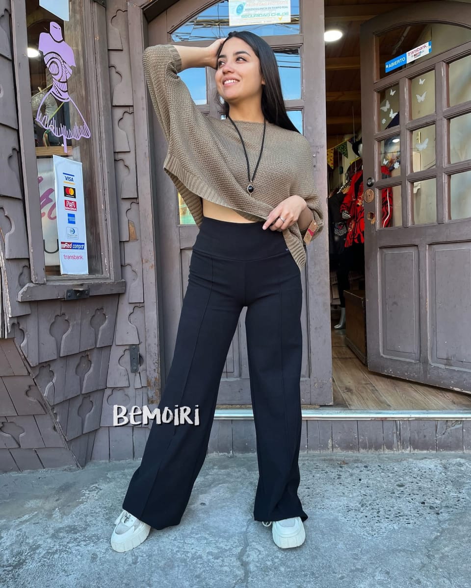 Palazzo lanilla extra gruesa negro linea vertical1