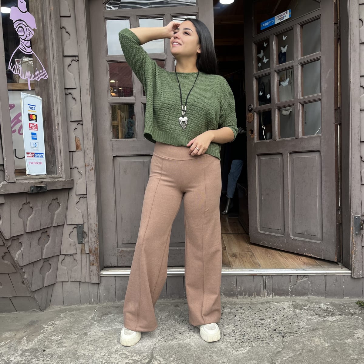 Palazzo lanillla extra gruesa beige linea vertical1