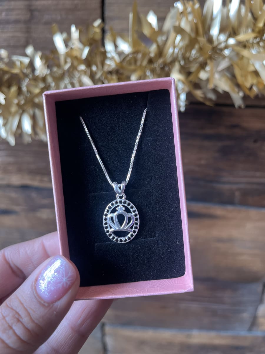 Collar plata 925 ovalo tiara microcircones negro1