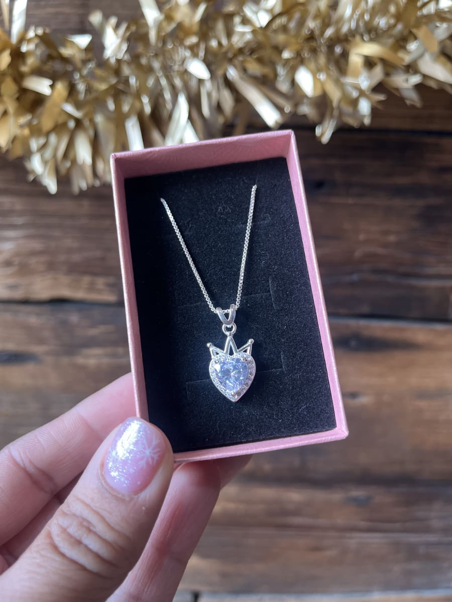 Collar plata 925 corazon tiara circon blanco4