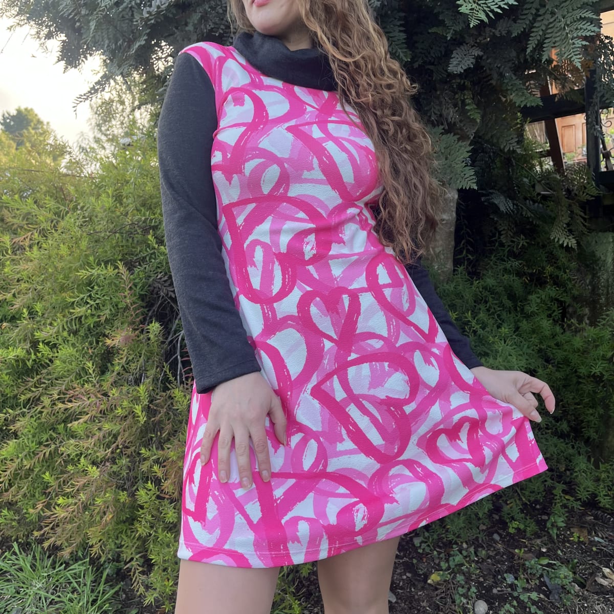 Vestido Fernanda tela sofia corazones con cuello2